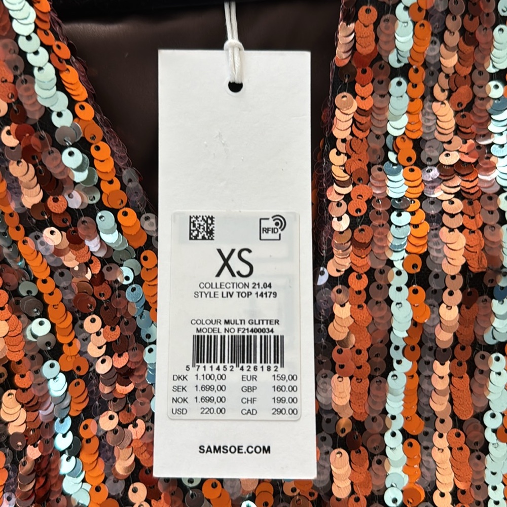 NWT Samsoe Samsoe Liv Sequin Top - Picture 4 of 5